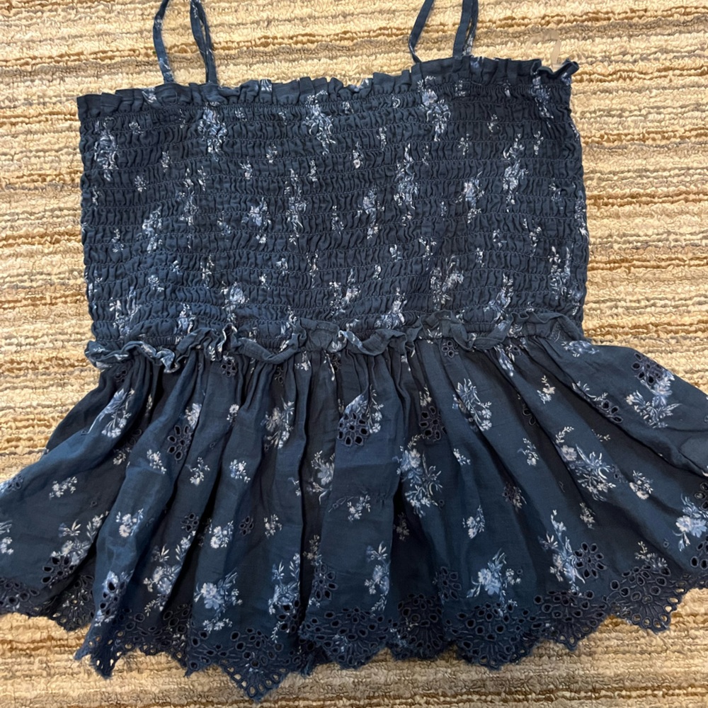 American Eagle Outfitters Navy Eyelet Top
